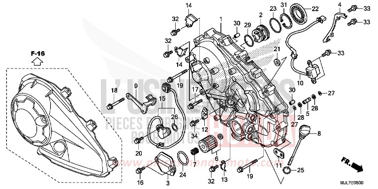 KURBELGEHAEUSEABDECKUNG von Integra 750 PEARL GLARE WHITE (NHB53) von 2014